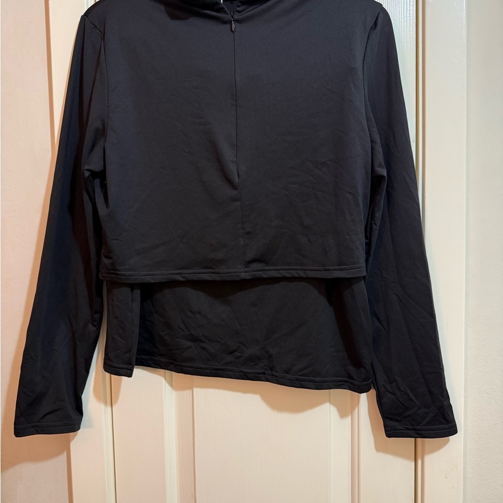 Black Long Sleeve Crop Shirt & Skirt